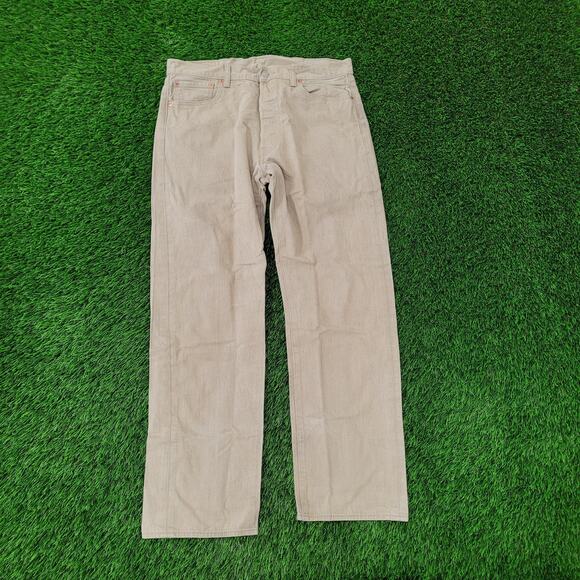 LEVIS 501 Button-Fly Straight Jeans 35x32 Beige - Picture 1 of 16